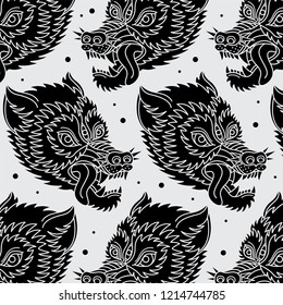 wolf traditional tattoo pattern, vector EPS 10
