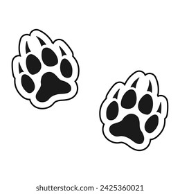 Wolf trail. Paw prints. Logo. Isolated vector illustration. Black on white background