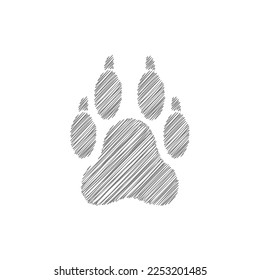Wolf trail white sketch vector icon. Footpath trail of wild animal