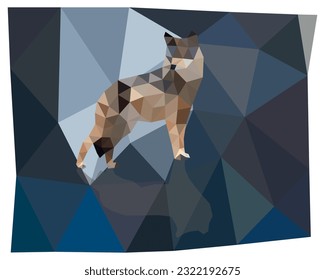Wolf triangulation. Polygonal silhouettes of animals. Vector illustration. EPS 10.