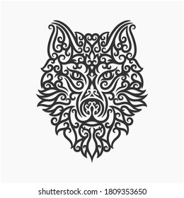 vector de ilustración de ornamento tribal de lobo