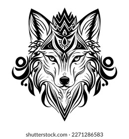 wolf tribal tattoo is a striking design that showcases the fierce and noble spirit of the wolf through bold black lines and geometric pattern