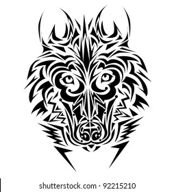 Wolf tribal tattoo style