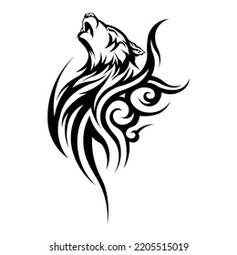 Wolf Tribal Tattoo Vector Without Background Stock Vector (Royalty Free ...