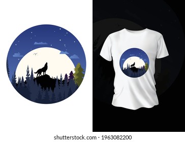 The wolf T-shirt design, print-ready