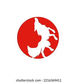wolf under moon logo concept