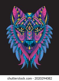 wolf vector art colors boho