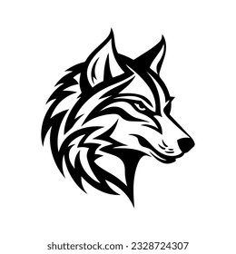 Arte vectorial de lobo aislado en fondo blanco, símbolo de un estilo medieval de lobo agresivo, 
 ilustración vectorial.