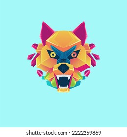 wolf vector design with unique color combination is good for your business needs