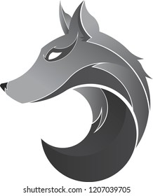 Wolf vector in gradient and flat colors, can be used as logo or icon