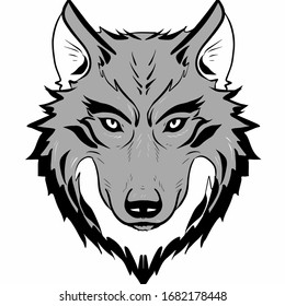 Arte de tatuaje de cabeza vectorial lobo