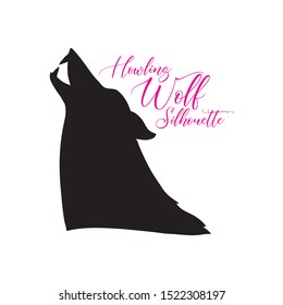 Wolf vector icon with black silhouette head of wolf howling and has sharp teeth isolated on white background, color is editable