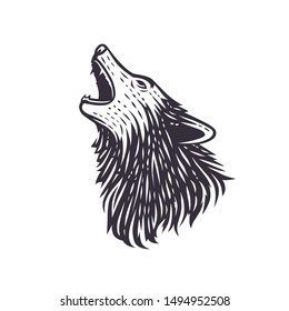 Wolf. Vector illustration. Black and white vector objects.