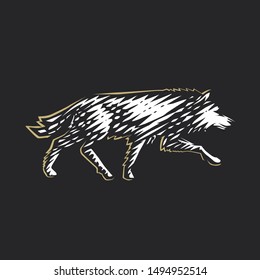 Wolf. Vector illustration. Black and white vector objects.