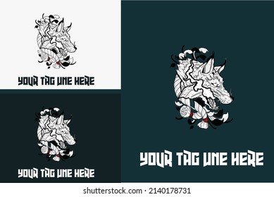 wolf vector illustration design black and white