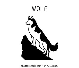 wolf vector illustration. Design can be used as tattoos, decal, stencil, vinyl, t-shirt printing etc 