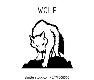 wolf vector illustration. Design can be used as tattoos, decal, stencil, vinyl, t-shirt printing etc 