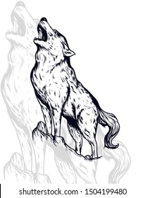 wolf vector illustration, detailed and editable