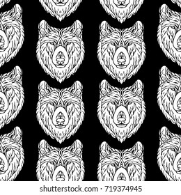 Wolf vector illustration. Doodle style. Design icon, print, logo, poster, symbol, decor, textile, paper