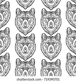 Wolf vector illustration. Doodle style. Design icon, print, logo, poster, symbol, decor, textile, paper
