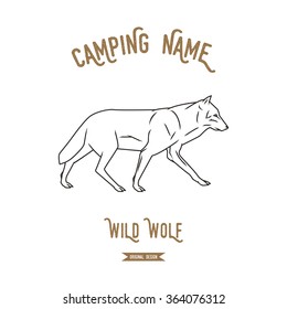 Wolf vector illustration. European animals silhouettes vintage.