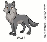 Wolf vector illustration isolated on white background in cartoon style.