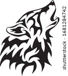 Wolf vector image, digital head, white background