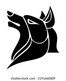 Wolf vector, isolated illustration abstract pattern on white background, tattoo tribal vector design, simple logo on white background