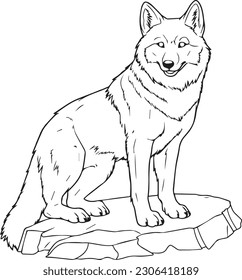 Wolf: vector line art cartoon style for coloring