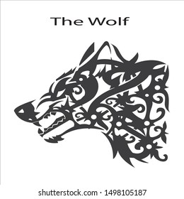 ( the wolf )vector line art  ornamental from kalimantan/borneo