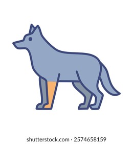 Wolf vector line icon isolated on white background. Blue animal line icon for infographic, website or app.