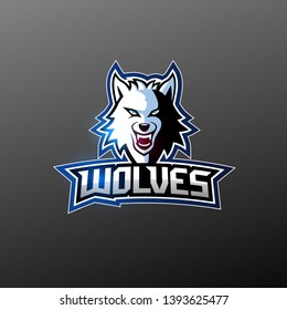 wolf vector mascot logo design with modern illustration concept style for badge, emblem and t-shirt printing. angry wolf illustration for sport and esport team
