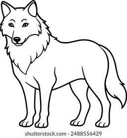 Wolf vector outline art illustration