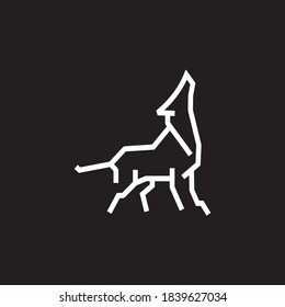 Concepto del logo de Wolf con rayas blancas sobre fondo negro