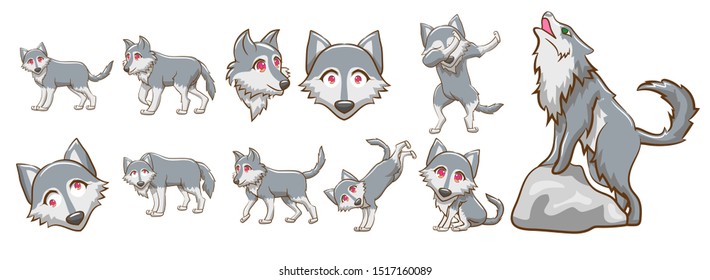 wolf vector set clipart design