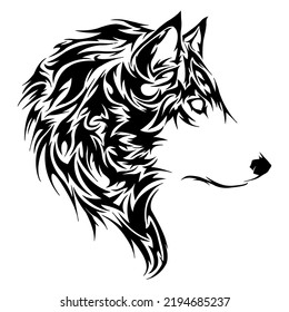 Wolf vector, silhouette vector, isolated illustration abstract pattern on white background, tattoo tribal vector design, simple logo on white background