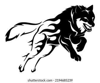 Wolf vector, silhouette vector, isolated illustration abstract pattern on white background, tattoo tribal vector design, simple logo on white background