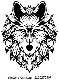Vector de lobo, vector de silueta, patrón abstracto de ilustración aislada sobre fondo blanco