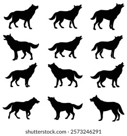 A wolf  vector silhouettes illustration