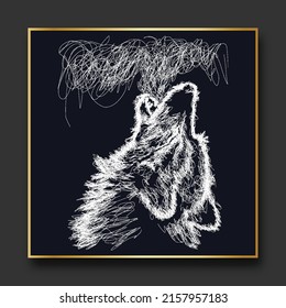 wolf vector sketch illustration, scribble art