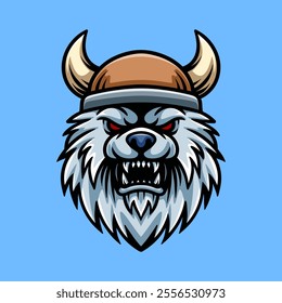 wolf viking head character isolated drawing line art style sketch classic vintage design illustration