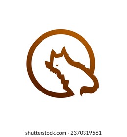 Wolf Vintage Logo. Wolf silhouette logo. Wolf and cat logo. hunter logo. 