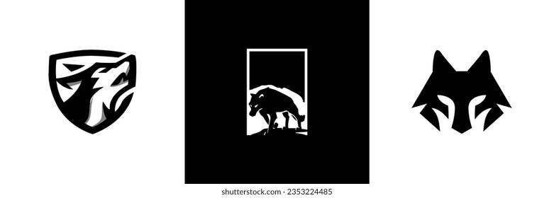 Wolf Vintage minimalist geometric Logo Stock Vector
