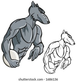 Wolf Volleyball Mascot. Great for t-shirt designs, school mascot logo and any other design work. Ready for vinyl cutting.