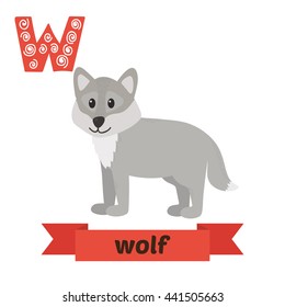 Wolf W Letter Cute Children Animal Stock Vector Royalty Free 441505663 Shutterstock