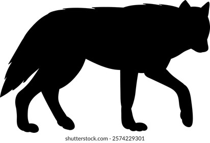 wolf walking black silhouette vector