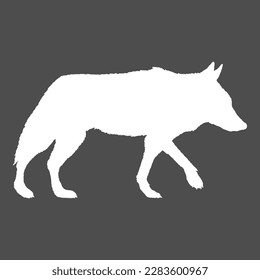 Wolf Walking Side View Vector White Silhouette