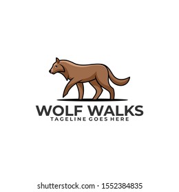 Wolf Walks Illustration Design Vector Template. Suitable for Creative Industries, Multimedia, Entertainment, Education, Social, Cooperation, Shops, and other related businesses.