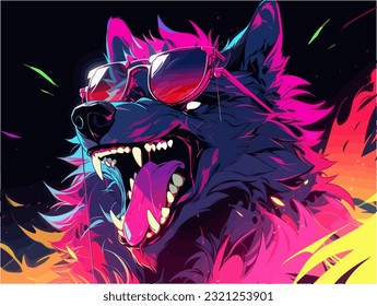A wolf wearing dark sunglasses, exuding a cool and mysterious aura