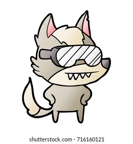 Wolf mit Gogles Cartoon